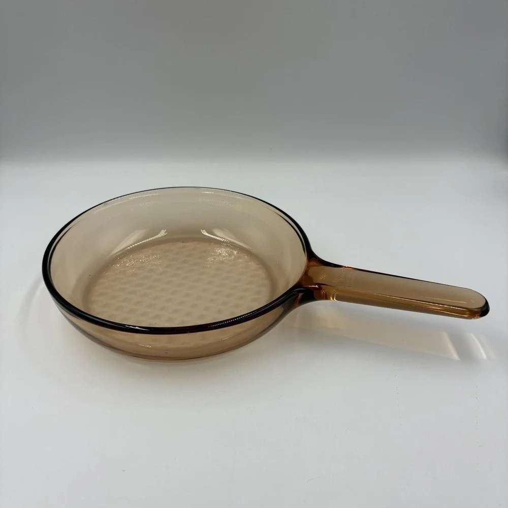 Visions Brown Glass Frying Pan 7 In Skillet Long Handle Corning France Cookware